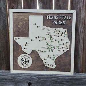 Texas State Parks Tracker Map | Customizable Wooden Travel Map | 15x15&quot; Wall Art