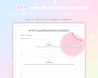 369 MANIFESTATION METHOD, Printable, Digital, Manifestation Method, Law Of Attraction, Manifestation Journal, Planner
