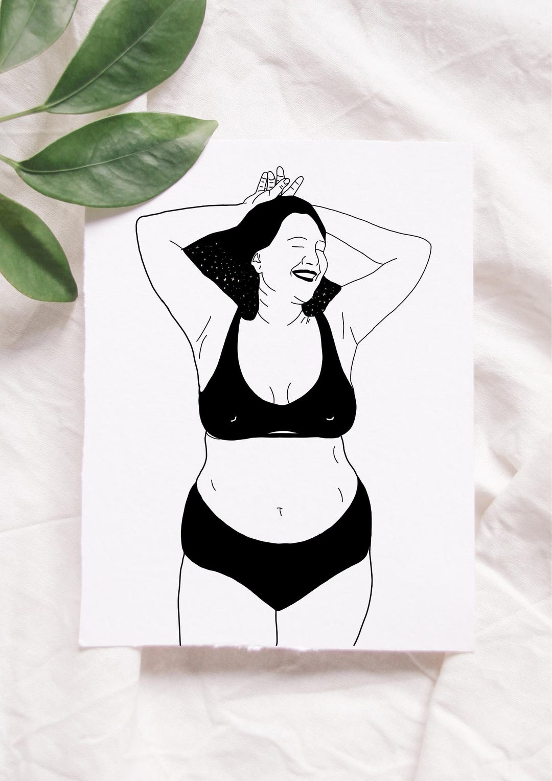 Curvy Woman Line Art Print Minimalist Nude Body Art Feminine Wall Decor