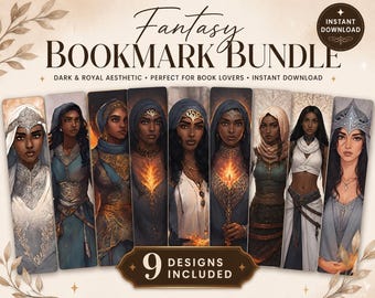 Fantasy Bookmark Bundle Printable, Dark & Royal Aesthetic Bookmarks, BookTok Reader Gift Set, Fantasy Lover Collection, Instant Download