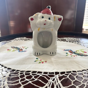 Vintage Bilderrahmen Bär - Handbemalte USA Keramik, Mid-Century Kitsch Decor