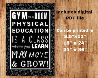 Gym vs Physical Education Poster "Gym is a room physical education is a class"