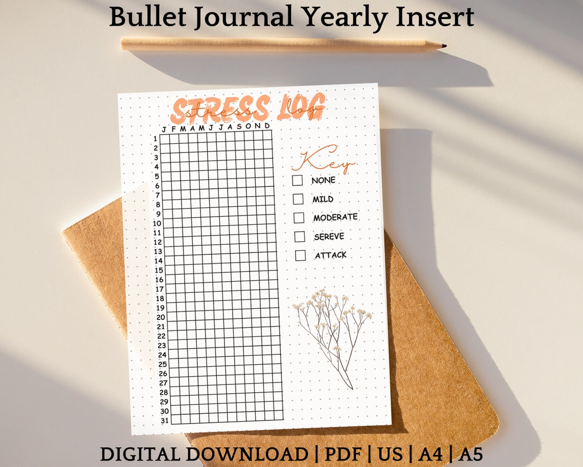 Stress Tracker Dot Grid Journal Printable Dotted Journal - Etsy