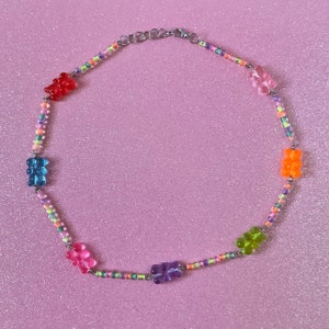 Gummy Bears Pastel Rainbow Beaded Necklace