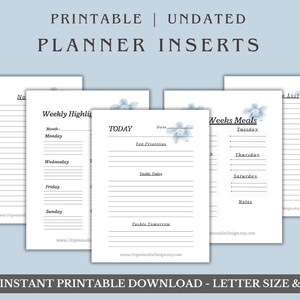 Blue Floral Printable Planner Inserts - Etsy