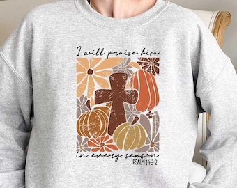 Fall Sweatshirt, Fall For Jesus He Never Leaves Shirt, Autumn Sweatshirt, Thanksgiving Sweatshirt, Fall For Jesus Shirt, Jesus Sweatshirt