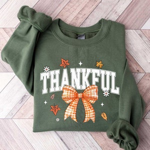 Thankful Coquette Sweatshirt, Buffalo Plaid Shirt, Thanksgiving Shirt, Fall Shirt, Fall Lover Gift, Thankgiving Sweater, Cozy Sweater