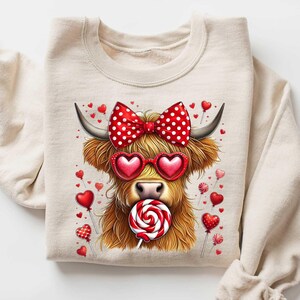 Highland Cow Valentine Sweatshirt, Heifer Valentine Shirt, Valentines Day Gift, Western Valentine Shirt, Valentines Crewneck, Cow Lover Gift