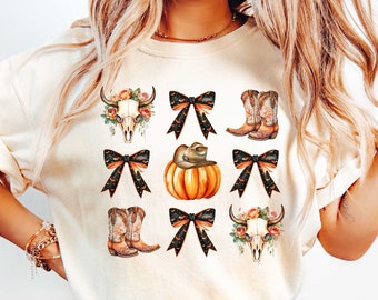 Western Halloween Shirt, Coquette Halloween Shirt, Fall Western Crewneck, Spooky Season Cowgirl Social Club Shirt, Fall Pumpkin Shirt