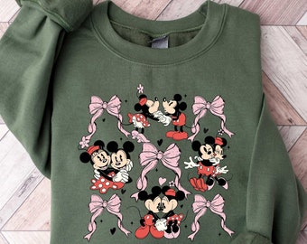 Coquette Bows Mickey and Friends Disney Happy Valentine's Day Shirt, WDW Disneyland Valentines Couple Tee, Disney Love Heart, Family Trip