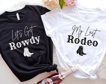 Getting Hitched Rowdy Shirt, Western Bachelorette Party Favors, Wedding Gifts, Country Bachelorette Shirt, Bride Shirt