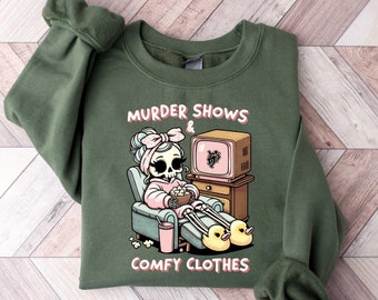True Crime Sweater for Women, I Like Murder Shows Comfy Clothes Sweatshirt for True Crime Junkie, Funny True Crime Gift