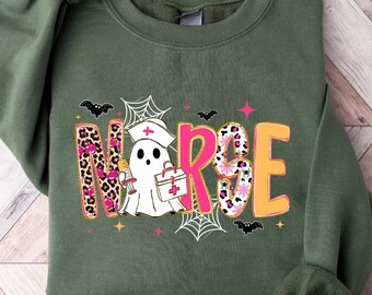 Halloween Ghost Nurse Sweater, Registered Nurse Shirt, Medical Spooky Season Shirt, RN Halloween Tee