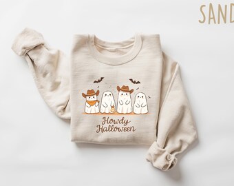 Howdy Halloween Sweatshirt Cowboy Ghost Crewneck, Western Halloween Shirt, Retro Spooky Tee, Cute Ghost Graphic Top, Fall Festival Apparel