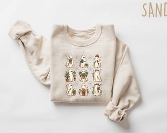 Gardening Ghost Sweatshirt Halloween Plant Parent Crewneck, Cute Fall Gardening Shirt, Spooky Plant Lover Tee, Autumn Garden Gift Apparel