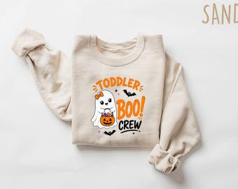 Halloween Sweatshirt Toddler Boo Crewneck, Retro Spooky Season Kids Crew, Trick Or Treat Shirt, Daycare Party Tee, Cute Ghost Toddler Top