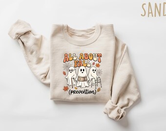 Fall Prevention Sweatshirt Healthcare Crewneck, Physical Therapy Humor Shirt, Retro Ghost Nursing Tee, OT Awareness Month Apparel