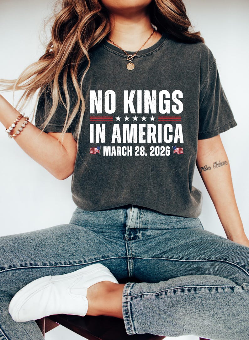 No Kings In America Shirt March 28 2026 Tee, Anti Authoritarian Protest Shirt, Democracy Movement Sweatshirt, Activist Gift Crewneck image 2