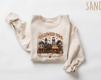 Halloween Town Sweatshirt Est 1998 Crewneck, Spooky Season Graphic Shirt, Retro 90s Nostalgia Tee, Aesthetic Fall Apparel, Spooky Gift Top