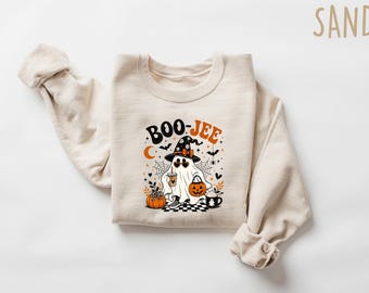 Boo Jee Sweatshirt Halloween Crewneck, Retro Ghost Spooky Season Shirt, Girly Spooky Gift, Coquette Apparel, Pink Halloween Tee