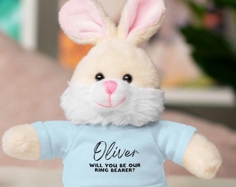 Regalo para la propuesta del portador del anillo / Regalo personalizado del portador del anillo / Propuesta personalizada del portador del anillo Animal de peluche de conejito
