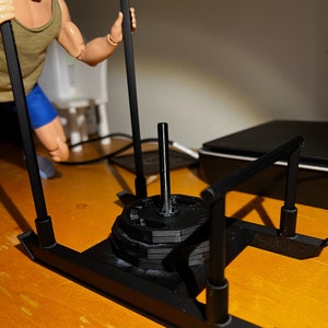 1:6 Scale Weight Sled with 12-sided Weights - 3D Printed Miniature