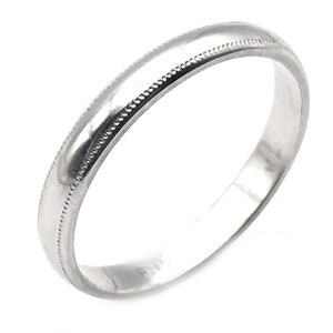 Platinum Milgrain 3mm Unisex Wedding Band Shiny Finish Ring Size 8