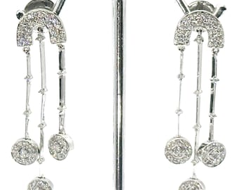 6900 2.00Ct White 18Kt Gold Diamond Fashion Women's Drop Hanging Earrings