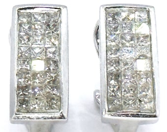 8500 1.25Ct White Gold Invisible Princess Cut Diamond Earrings 14kt