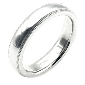 Platinum .950 Milgrain Women's 4mm Wedding Band Ring Size 6