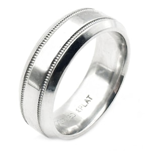 Platinum .950 Women's Millgrain Design 6mm Wedding Band Ring Size 4.5