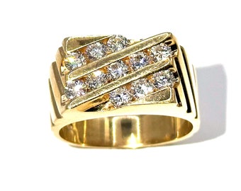 3800 1.90 Ct Men's Yellow Gold Diamond Ring 14Kt