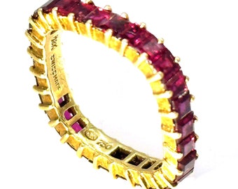 5,600 4.00Ct Yellow Gold Square Women's Ruby Eternity Wedding Band Ring 18Kt