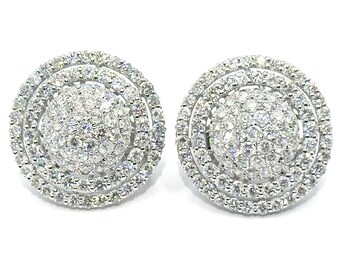 27000 4.50Ct White Gold Women's Round Diamond Cluster Fashion Earrings 18Kt