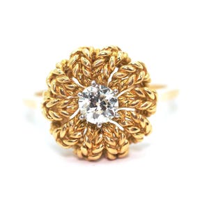 0.38 Ct Natural Diamond Antique 18kt Yellow Gold Solitaire Ring