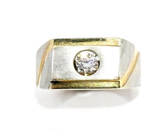 Anello da uomo con diamante solitario bicolore da 0,35 ct 4200 da 14 kt