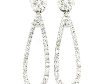 7900 2.00Ct Diamond 14Kt White Gold Fancy Hanging Earrings