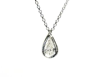 4900 0.52Ct Tear Drop Solitaire Diamond Necklace 18Kt White Gold