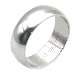 Platinum .950 Women's Plain Design 6mm Shiny Wedding Band Ring Size 5
