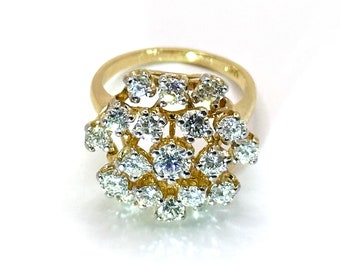 7800 2.50 Ct Yellow Gold Flower Diamond Cocktail Ring 14Kt