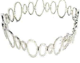 28000 Bracciale da donna alla moda ovale con diamanti in oro bianco da 4,05 ct 14 kt