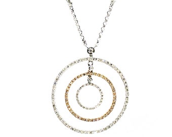 5500 Collana con pendente a forma di cerchio in oro bianco e rosa da 1,50 ct, con diamanti 18 kt