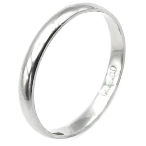 Platinum .950 Women's 2.5mm Shiny Finish Wedding Band Ring Size 6.75