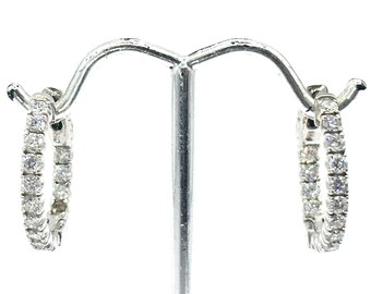 4200 1.40Ct White Gold Diamond Inside out Fashion Hoop Earrings 14Kt