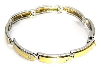 7900 0.75Ct White and Yellow Gold Unisex Diamond Bracelet 14Kt 8"