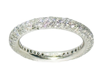 4900 1.50Ct White Gold Diamond Pave Eternity Women's Wedding Band 18Kt