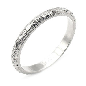 Platinum Antique 1930&#39;s Women&#39;s 2.5mm Wedding Band Ring Size 6.5