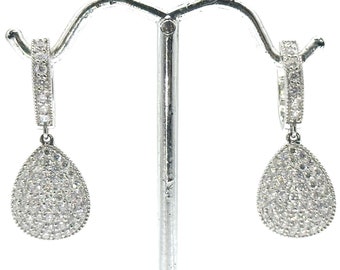 9500 1.50Ct White Gold Diamond Pear Shape Hanging Fashion Women's Earrings