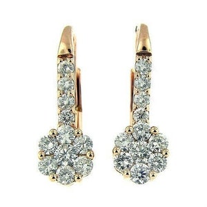 1.25 Ct Rose Gold Style Flower Diamond Earrings 14Kt