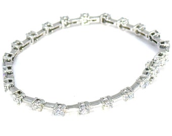 12500 Bracciale tennis in oro bianco da 3,70 ct con diamanti rotondi da 7" 14Kt F VS2